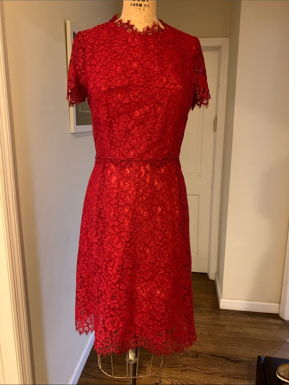 Shoshanna sample Red Lace Short Sleeve Dress - Elegant Women's Occasion Dress